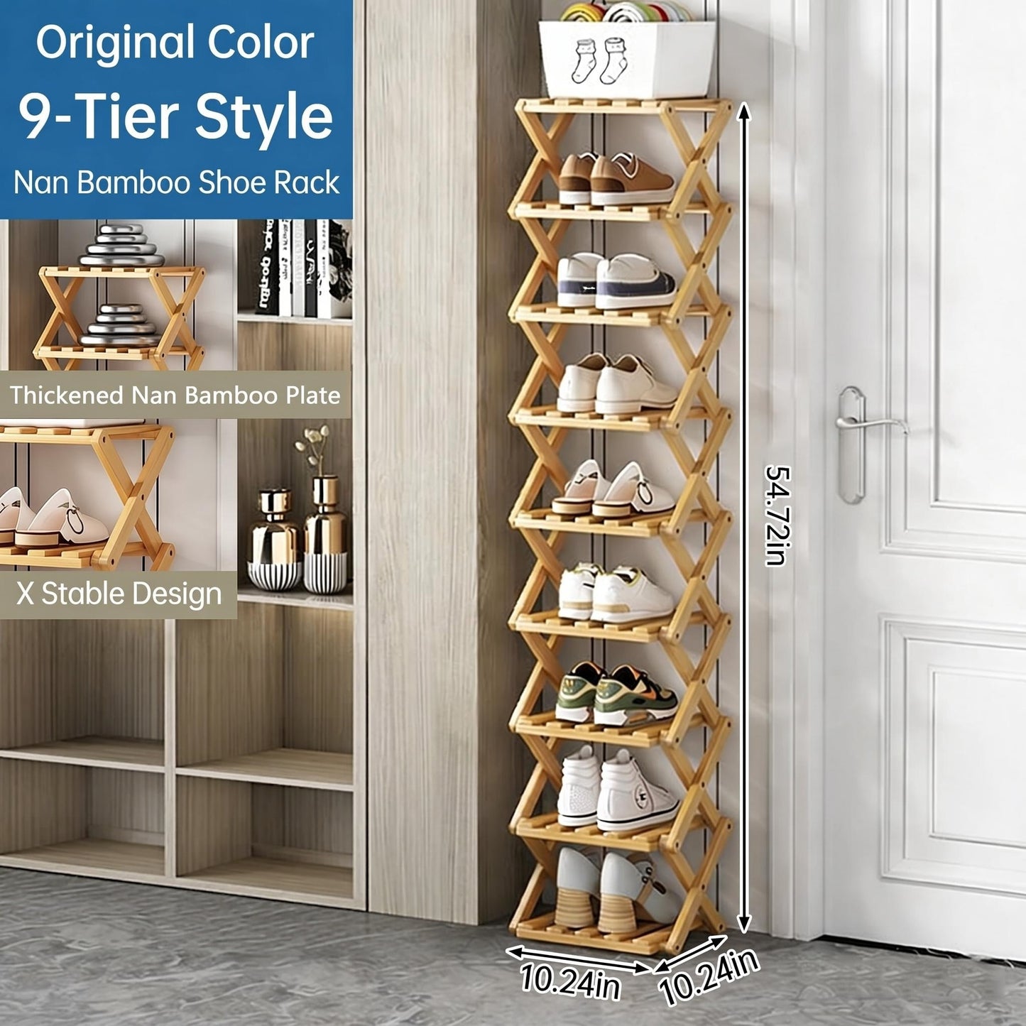 The 9-Tier No-Assembly Bamboo Rack ! ✨👟