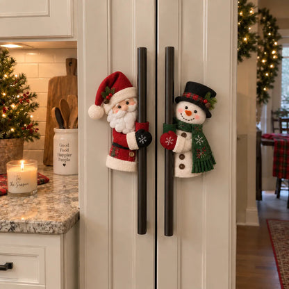 ☃️🎅 Christmas Santa & Snowman Handle Huggers – Set of 2