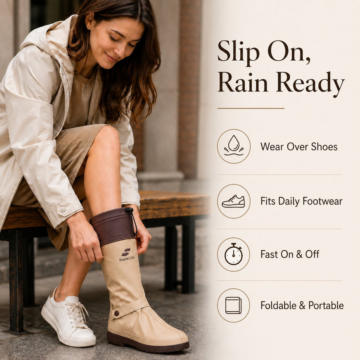 🔥🎁High‑Tube Foldable Waterproof Shoe Covers   Non‑Slip Dual‑Lock Rain Foot Protection for Daily Outdoor Commuting & Wet‑Weather Travel