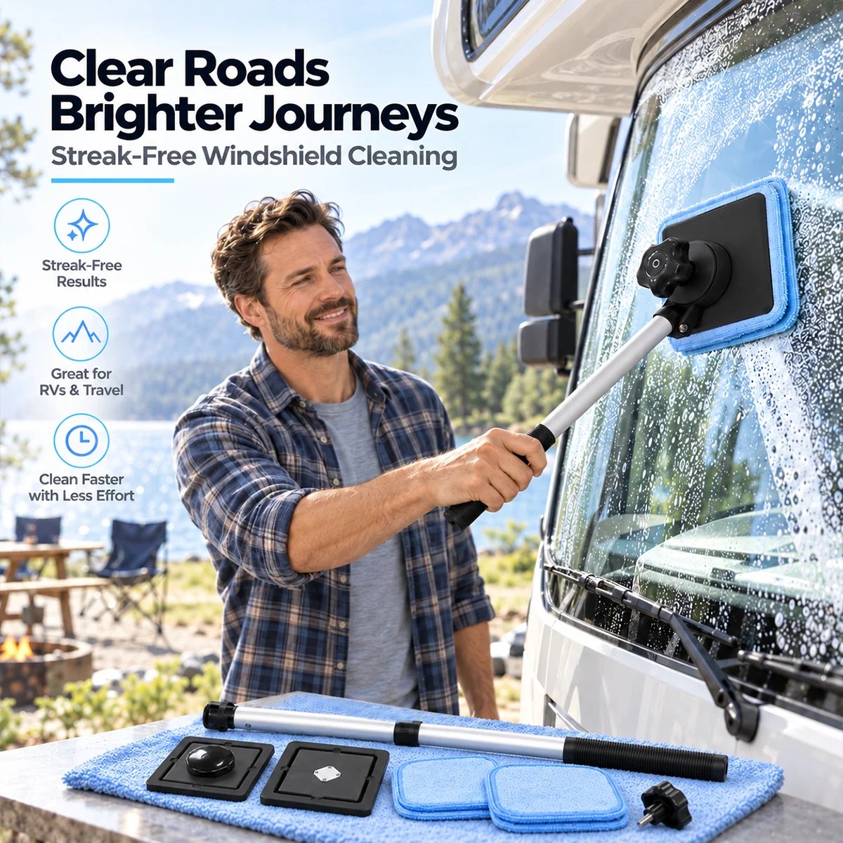 Dual Magnetic Car Windshield Cleaner | Streak-Free Auto Glass Cleaning Kit
