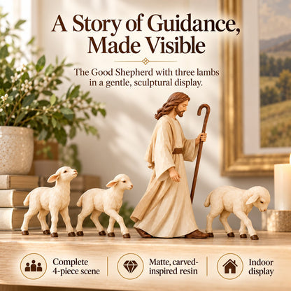 ✝️ Good Shepherd & Lamb Sculpture Collection | Faith-Inspired Home Décor