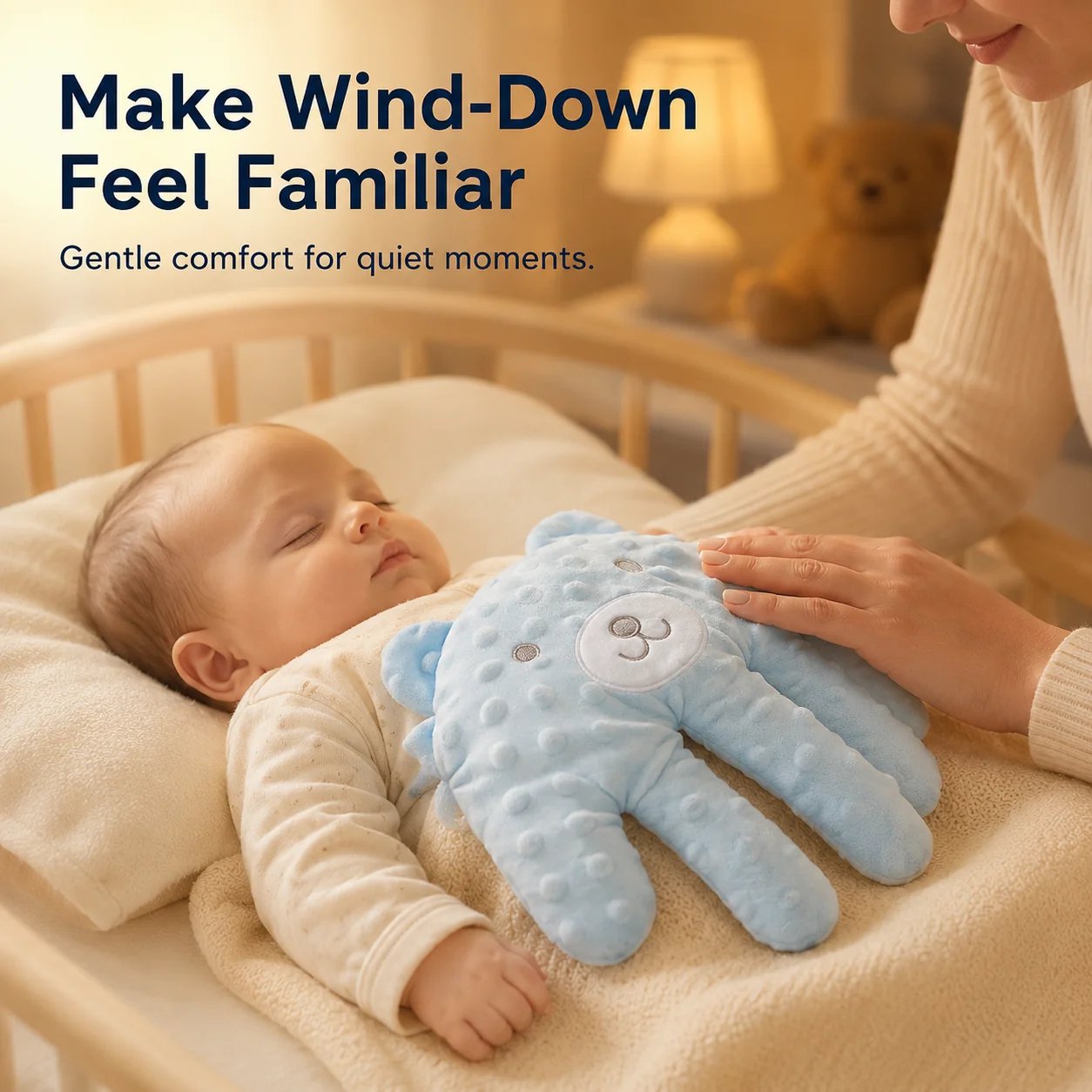 👶 Baby Soothing Rhythmic Palm – Remote-Controlled Patting & Warmth ☁️