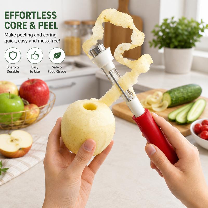 2 in 1 Apple Corer and Peeler, Apple Core Removal Tool, Stainless Steel Fruit Corer 🍎