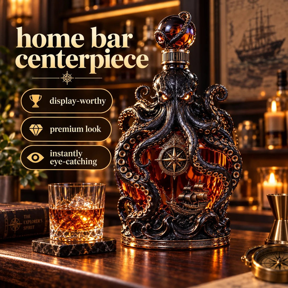 Dark Abyss Kraken Decanter – Sculpted Collector Bottle for Home Bar & Gifting(✨Buy 2 Free Shipping)