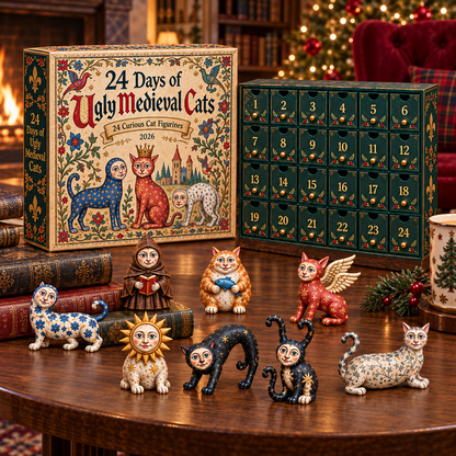 2026 Ugly Medieval Cats Advent Calendar – 24 Unique Collectible Cat Figurines for a Quirky Christmas Countdown