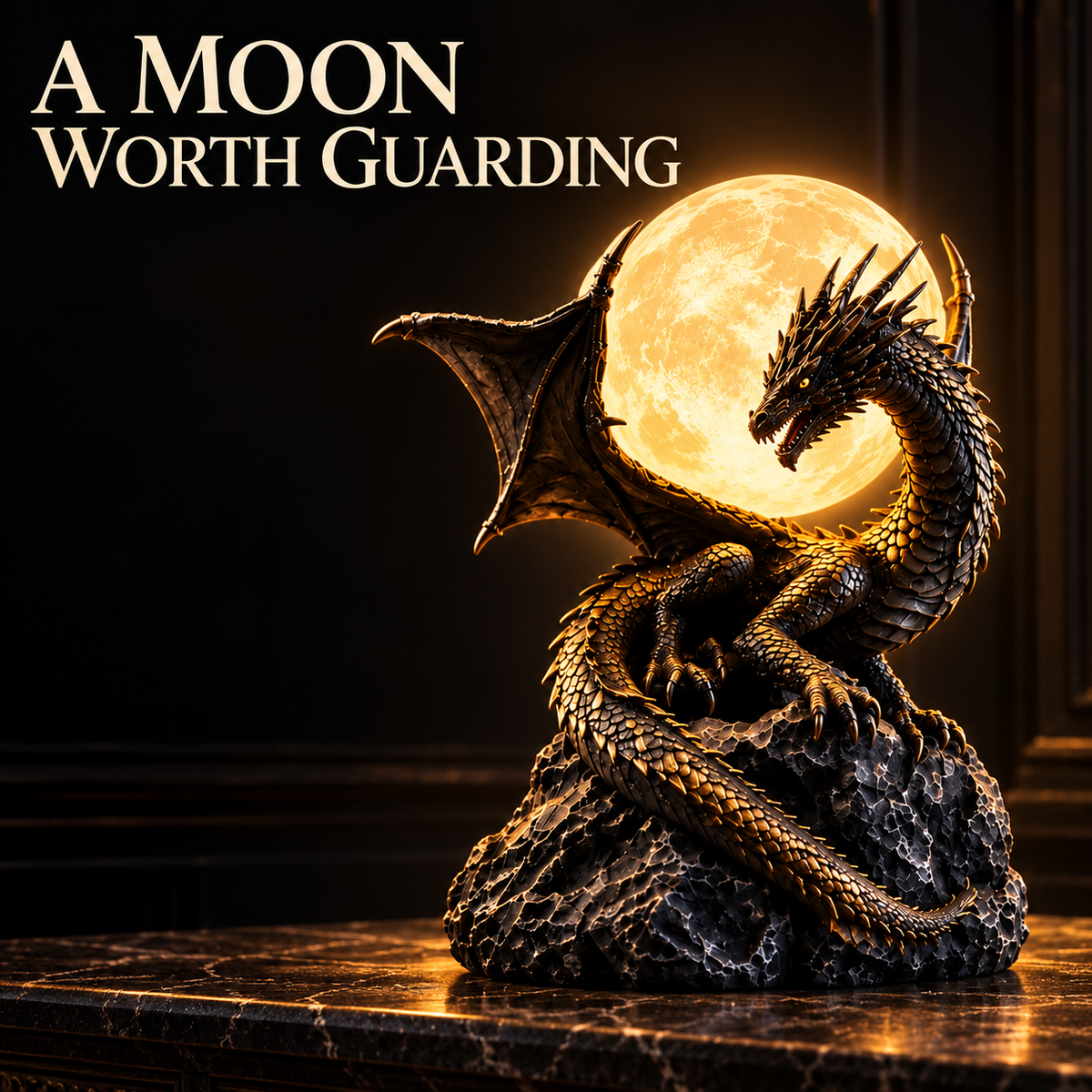 🐉 Gothic Dragon Moon Globe Statue Lamp
