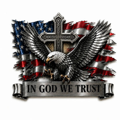 🦅 In God We Trust Bald Eagle Car Emblem | American Flag Faith Badge For Proud Patriots