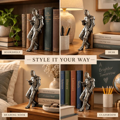 ⚔️📖 Reading Knight Bookshelf Statue | Medieval Fantasy Bookend Décor