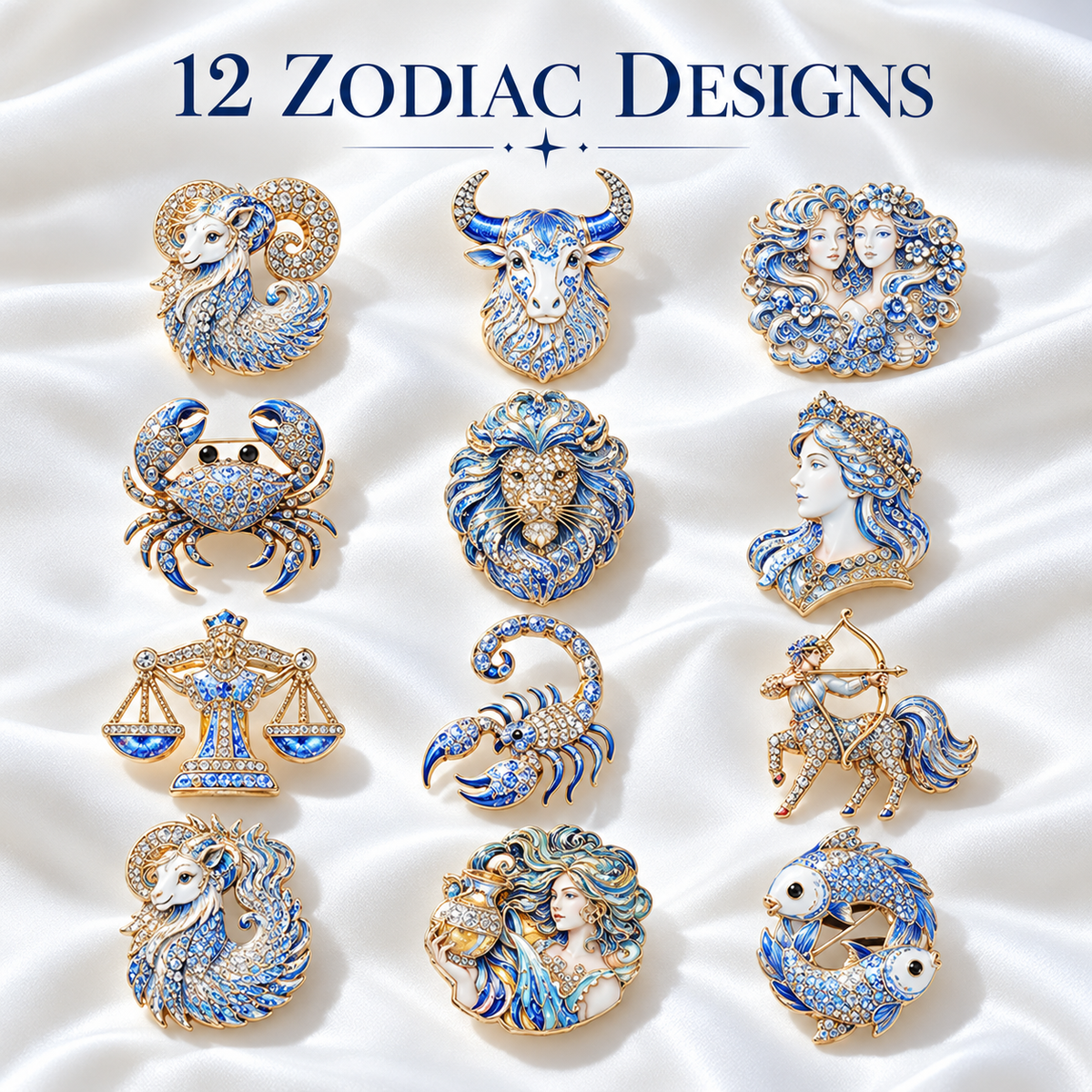 Luxury Zodiac Enamel Brooch – Choose Your Sign