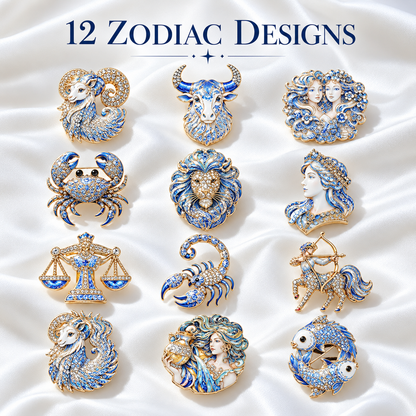 Luxury Zodiac Enamel Brooch – Choose Your Sign