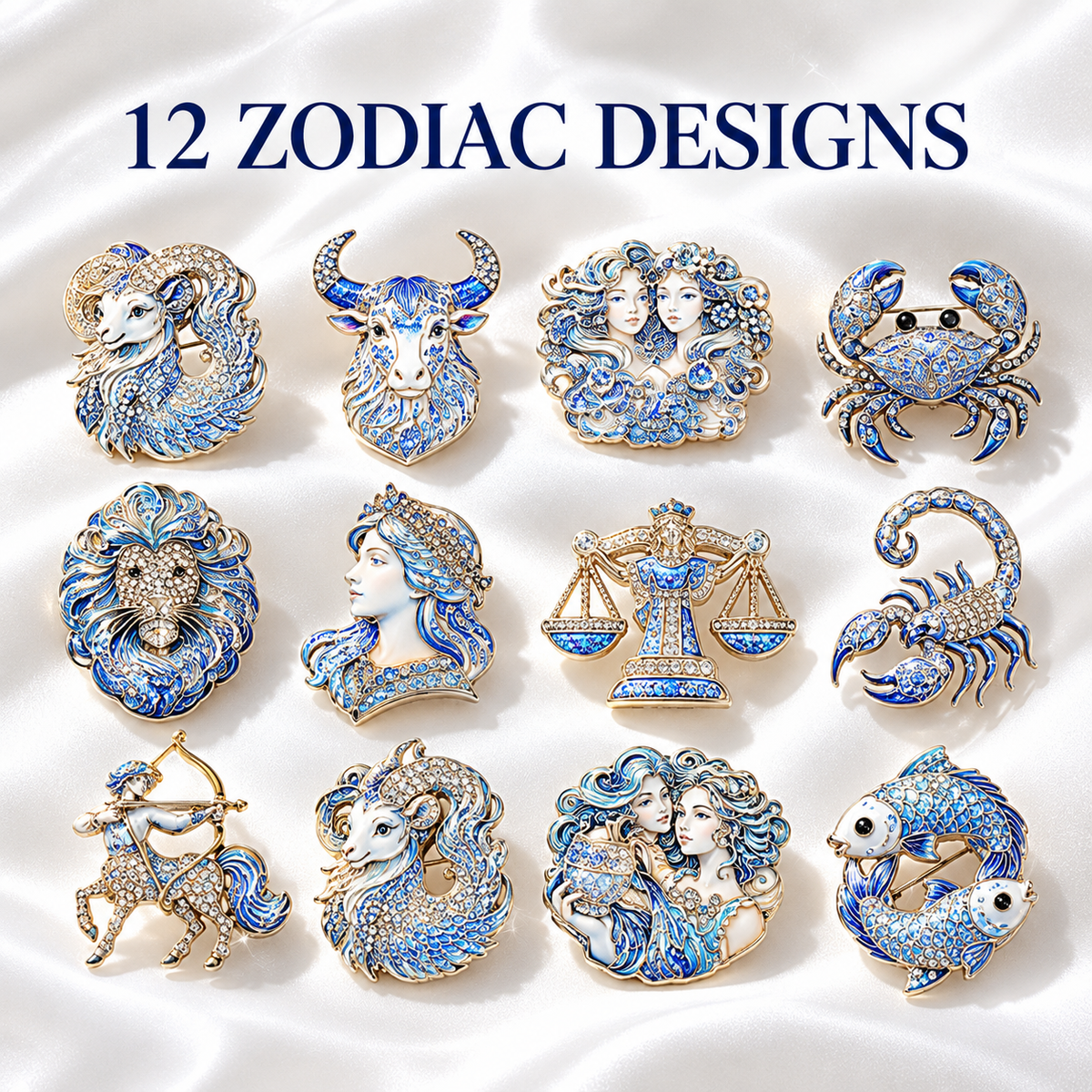 Luxury Zodiac Enamel Brooch – Choose Your Sign