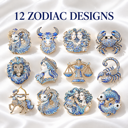 Luxury Zodiac Enamel Brooch – Choose Your Sign