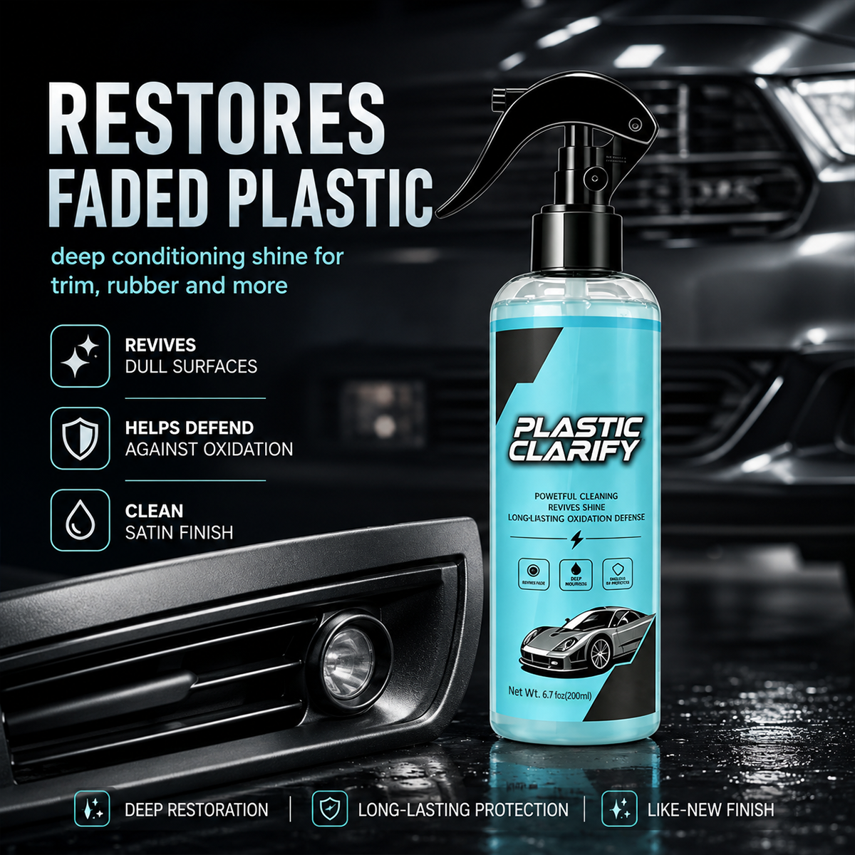 Car plastic trim restorer application