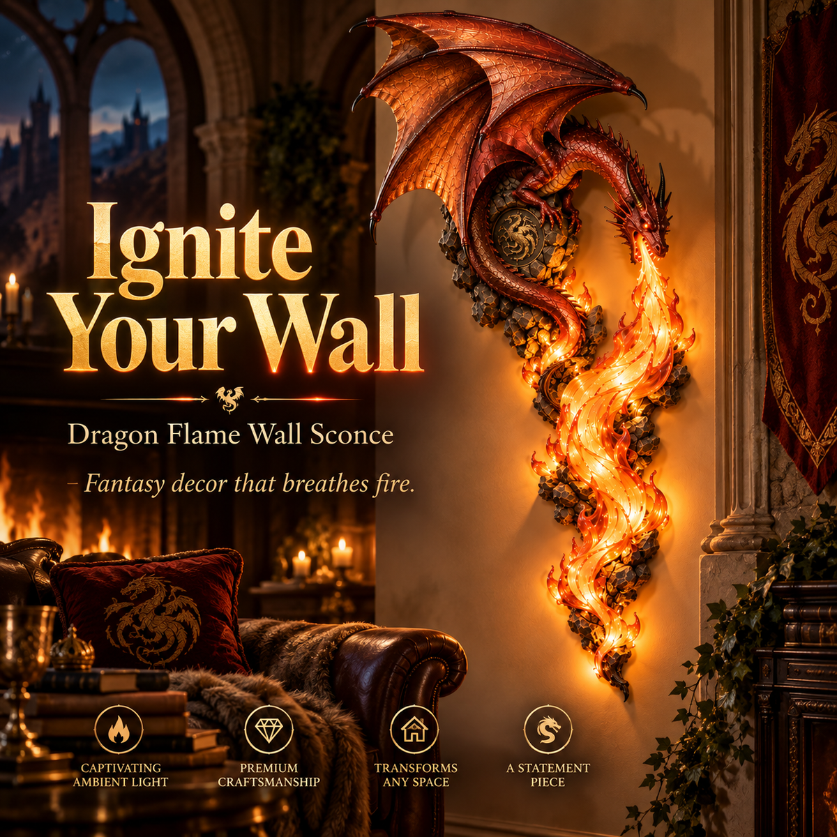 🔥 Last Day 49% OFF - 🐉 Dragonfire Guardian™ Wall Sconce – A Legendary Flame Awakens On Your Wall