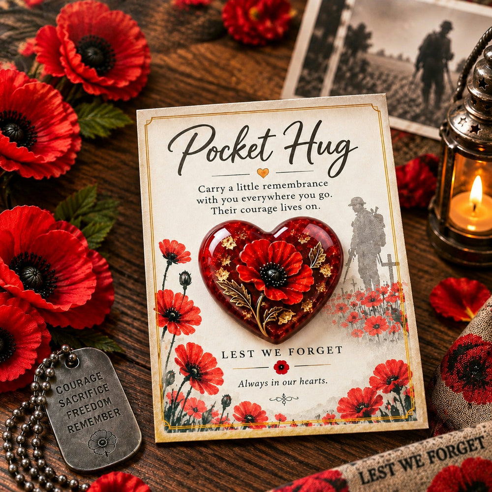 Red poppy remembrance Pocket Hug presentation