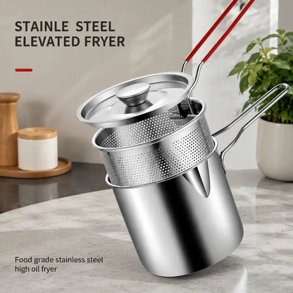 2026 🍟 Personal Mini Deep Fryer Set – Stainless Steel Pot with Lift-Out Draining Basket & Food Tongs