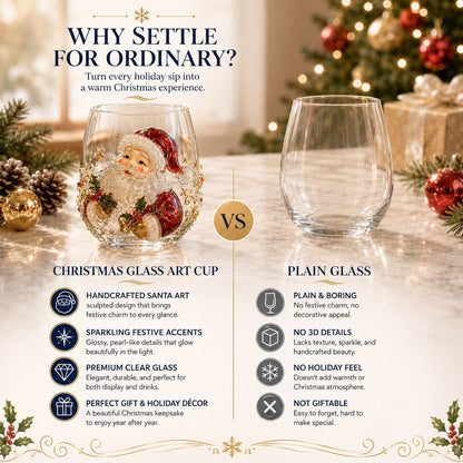 🎄✨ Christmas Glass Art Cup | Luxury Holiday Glassware for Drinks, Decor & Christmas Gifts 🎁