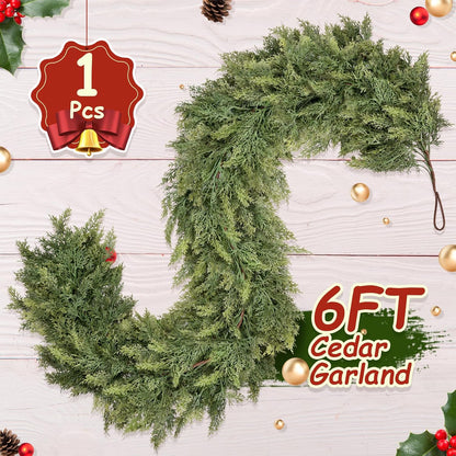🎁Hot Sale Promotion 49% OFF🔥5-6 FT Christmas Cedar Garland for Mantle