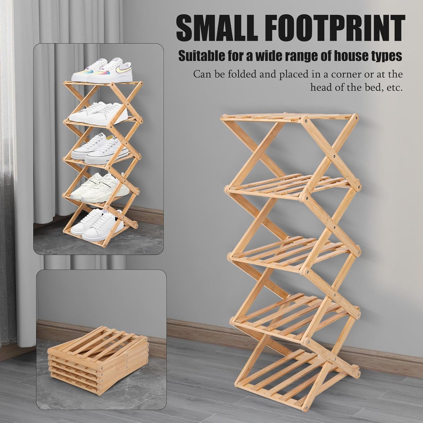 The 9-Tier No-Assembly Bamboo Rack ! ✨👟