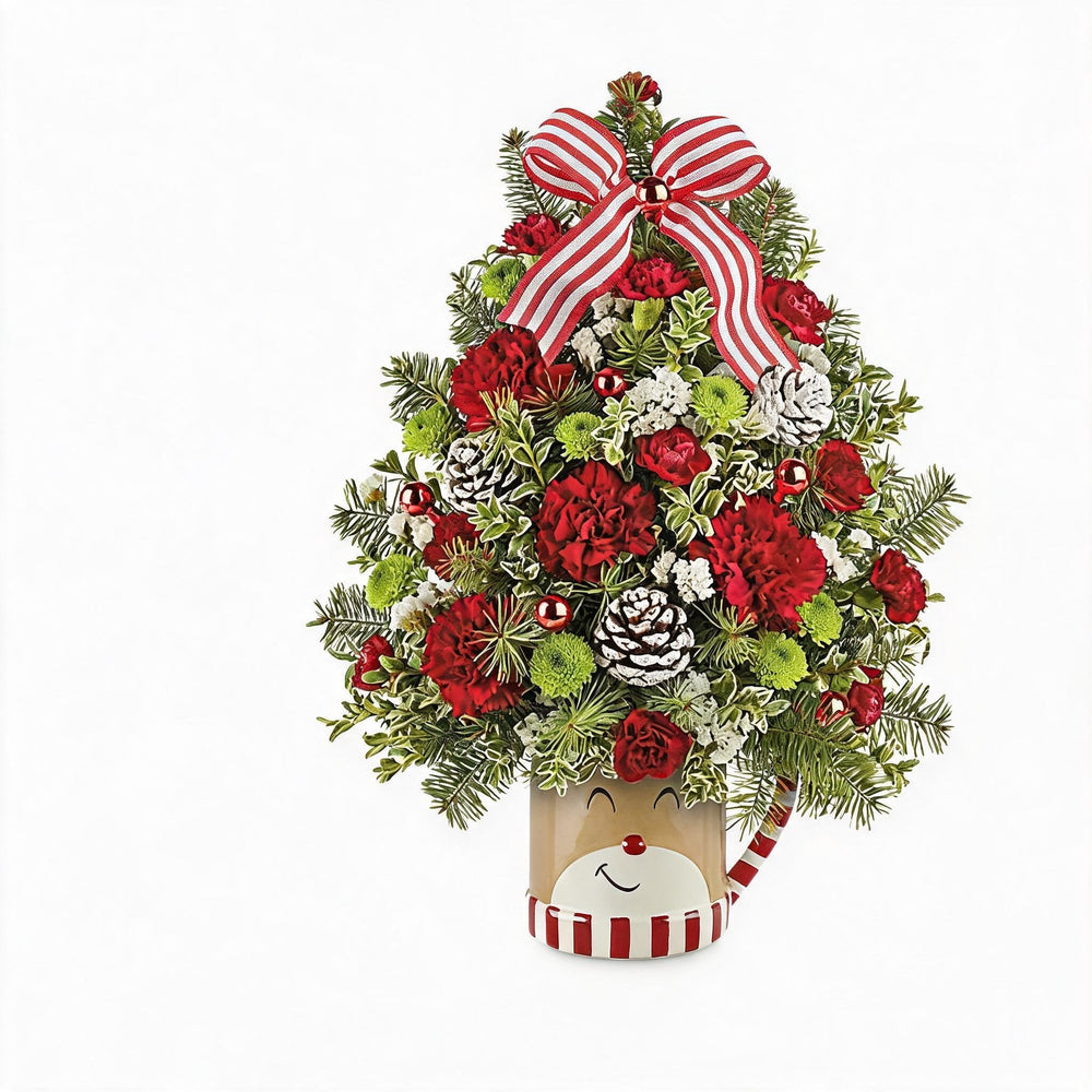 Reindeer Mug Floral Tree design
