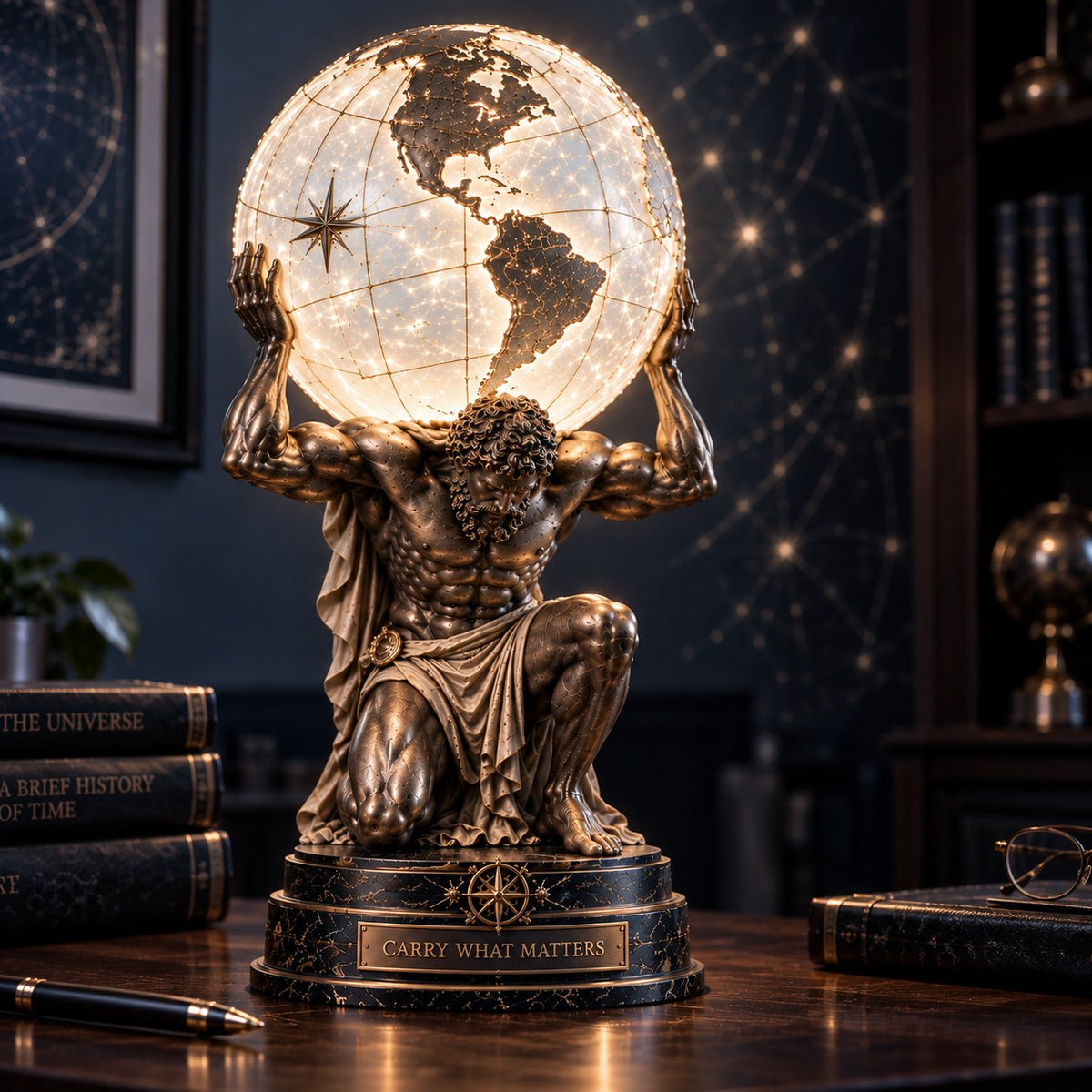 Atlas Illuminated World Sphere Lamp