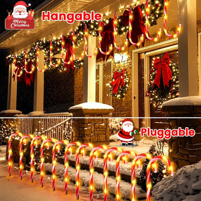 🎄🍭 Solar Candy Cane Garden Lights – 5-Piece Christmas Pathway Glow Set