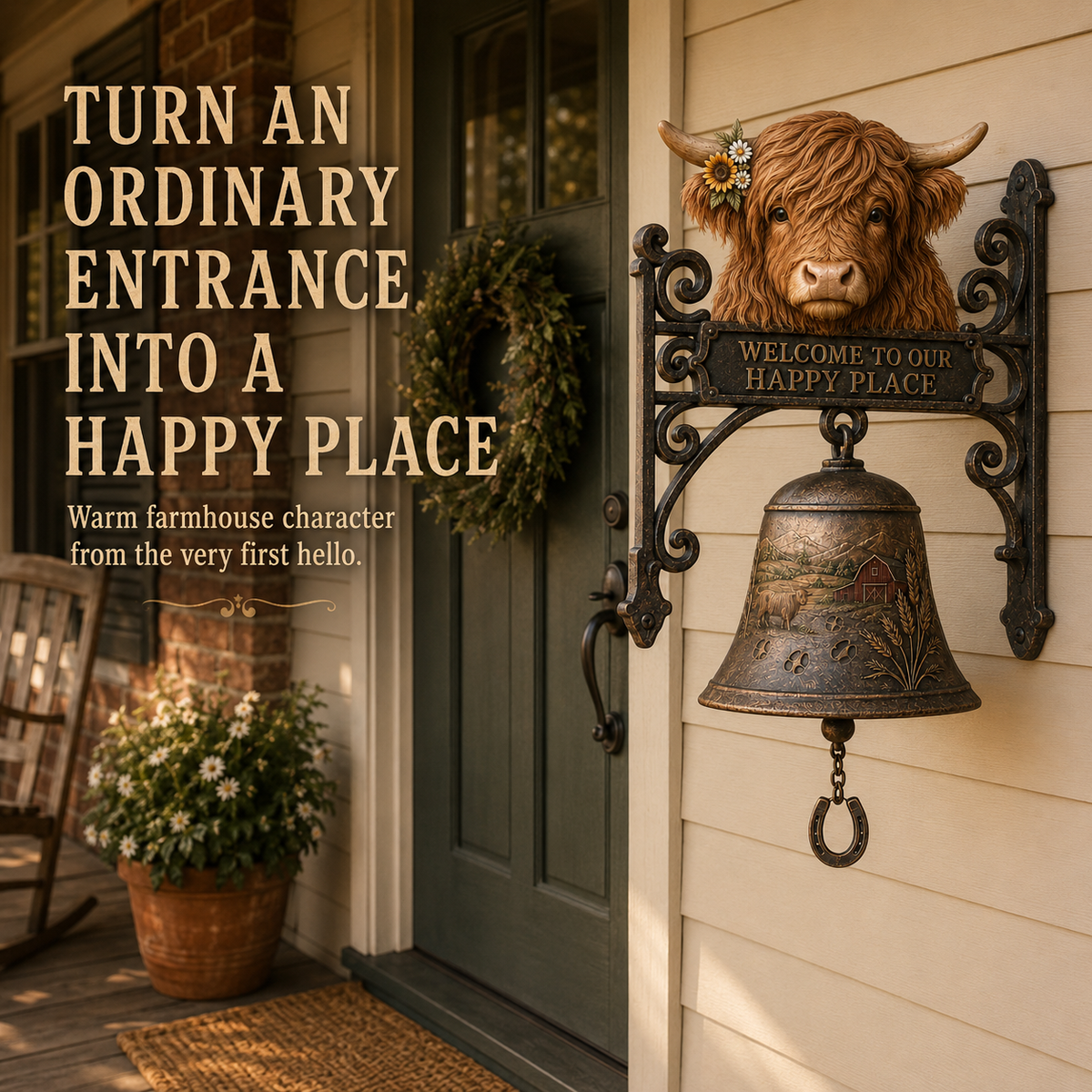 🎅 2026 Christmas Gift 50% Off--🐂Highland Cow Farmhouse Welcome Bell🔔