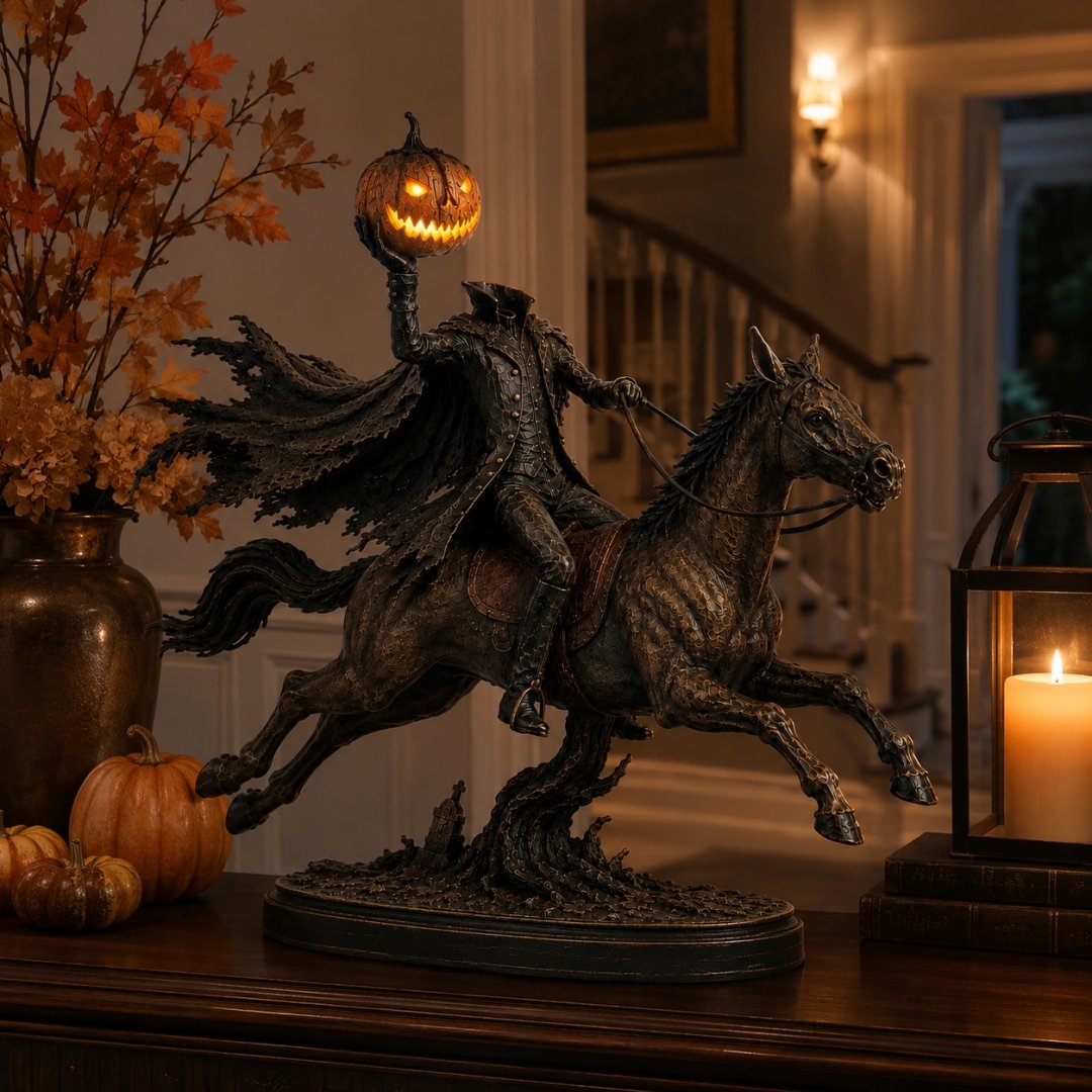 🎃🏇 Midnight Chase Headless Horseman Statue