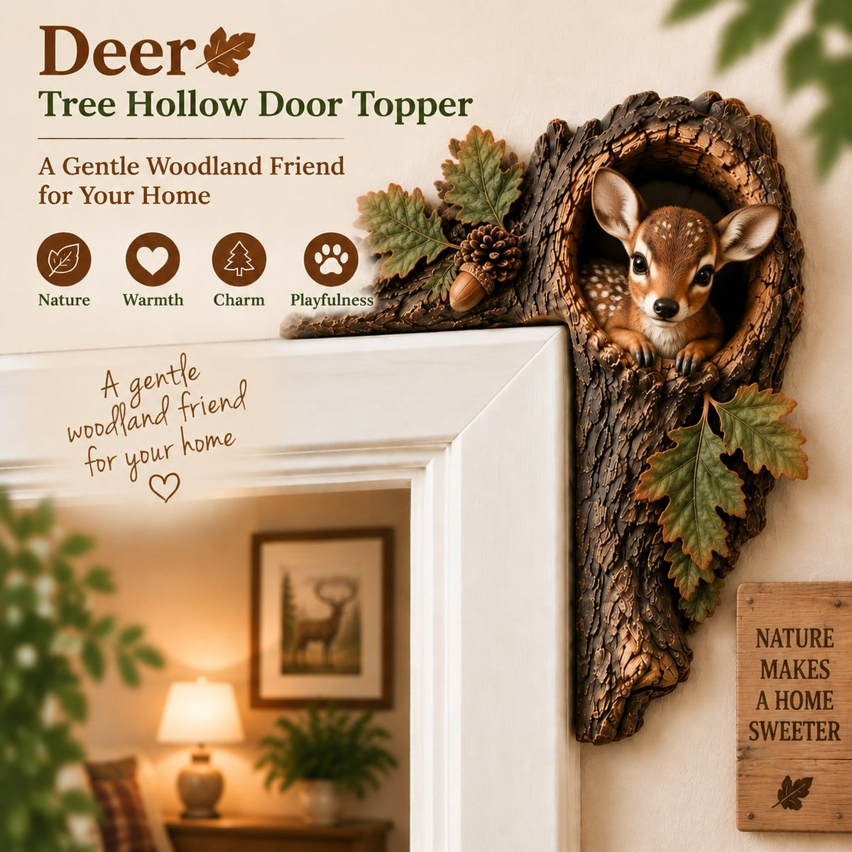 🐿️ Chipmunk Tree Hollow Door Topper | Woodland Animal Doorway Decor For Cozy Nature Homes