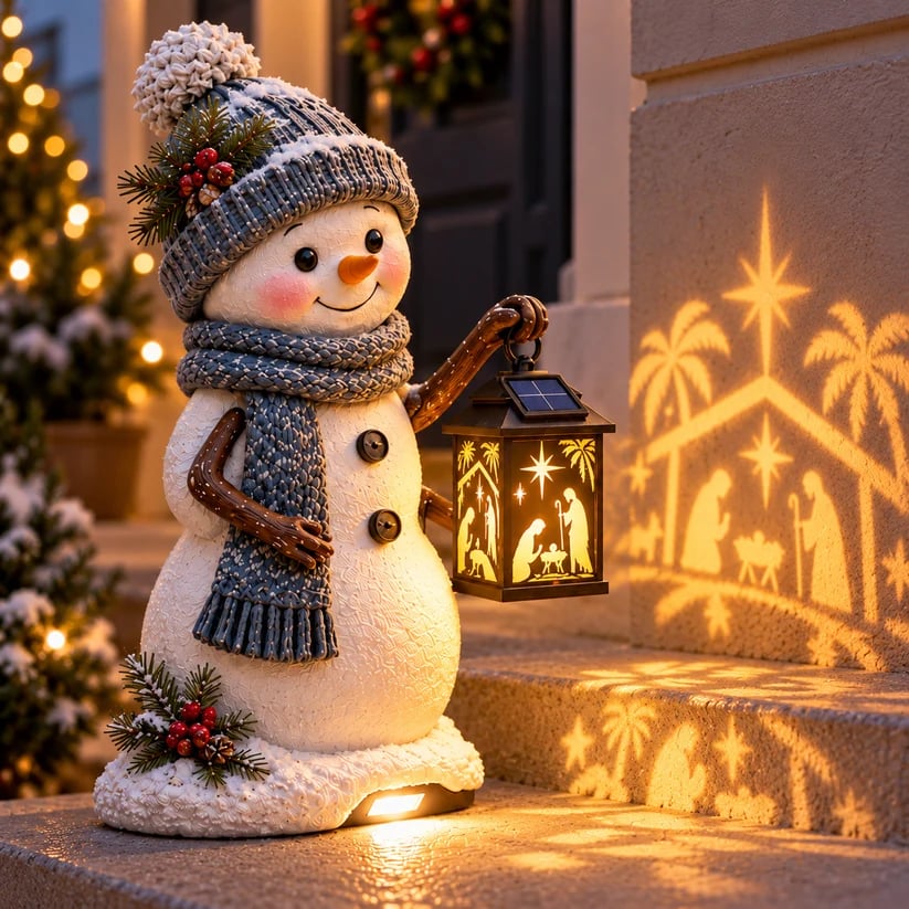 Snowman Christmas lantern details
