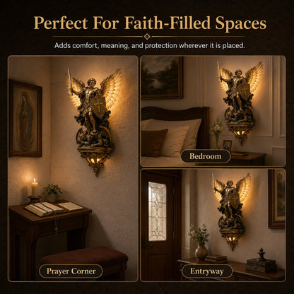 Divine Archangel Wall Light | Protection & Faith Decor