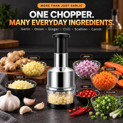 Chop Garlic Faster – Press-Down Manual Food Chopper