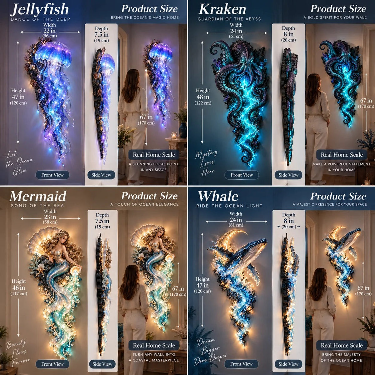 ⏰ Limited Stock 50% OFF - 🌊✨ Enchanted Ocean Legends™ Lighted Wall Décor Collection 🐋🧜‍♀️