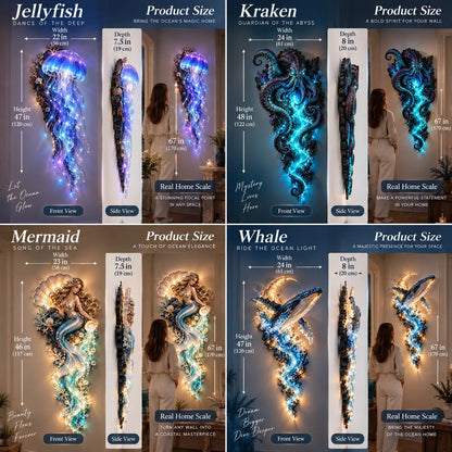 ⏰ Limited Stock 50% OFF - 🌊✨ Enchanted Ocean Legends™ Lighted Wall Décor Collection 🐋🧜‍♀️