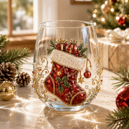 🎄✨ Christmas Glass Art Cup | Luxury Holiday Glassware for Drinks, Decor & Christmas Gifts 🎁