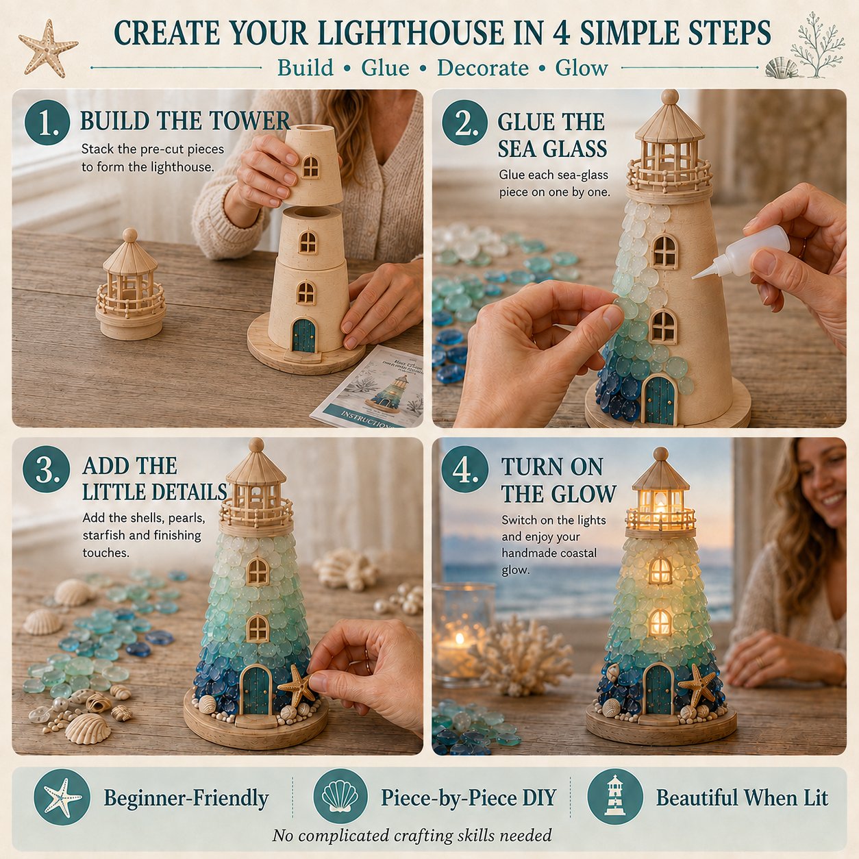 ⏳ Last Day 49% OFF – 🌊 Beginner-Friendly DIY Lighted Sea Glass💕