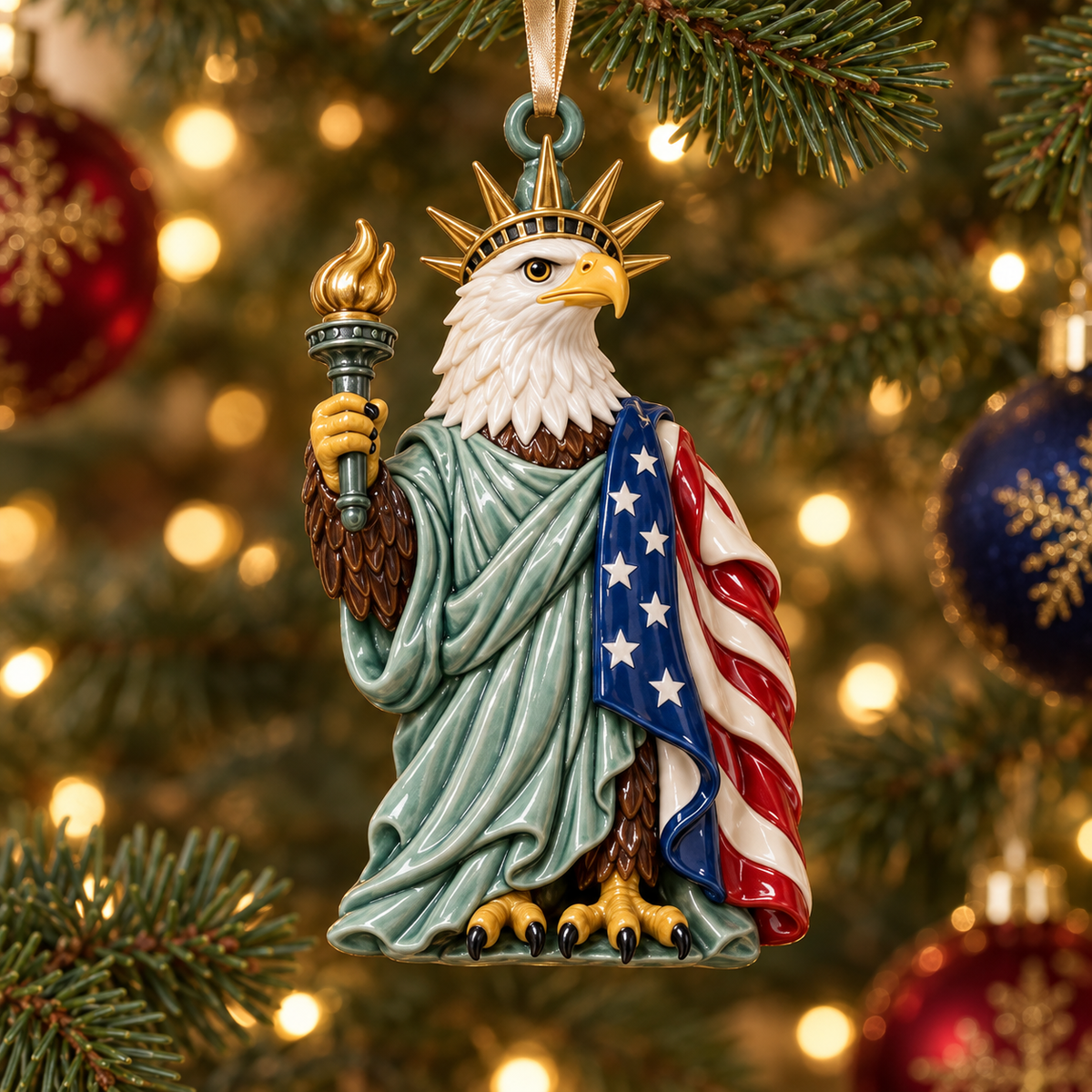 2026 Patriotic Bald Eagle Christmas Ornaments
