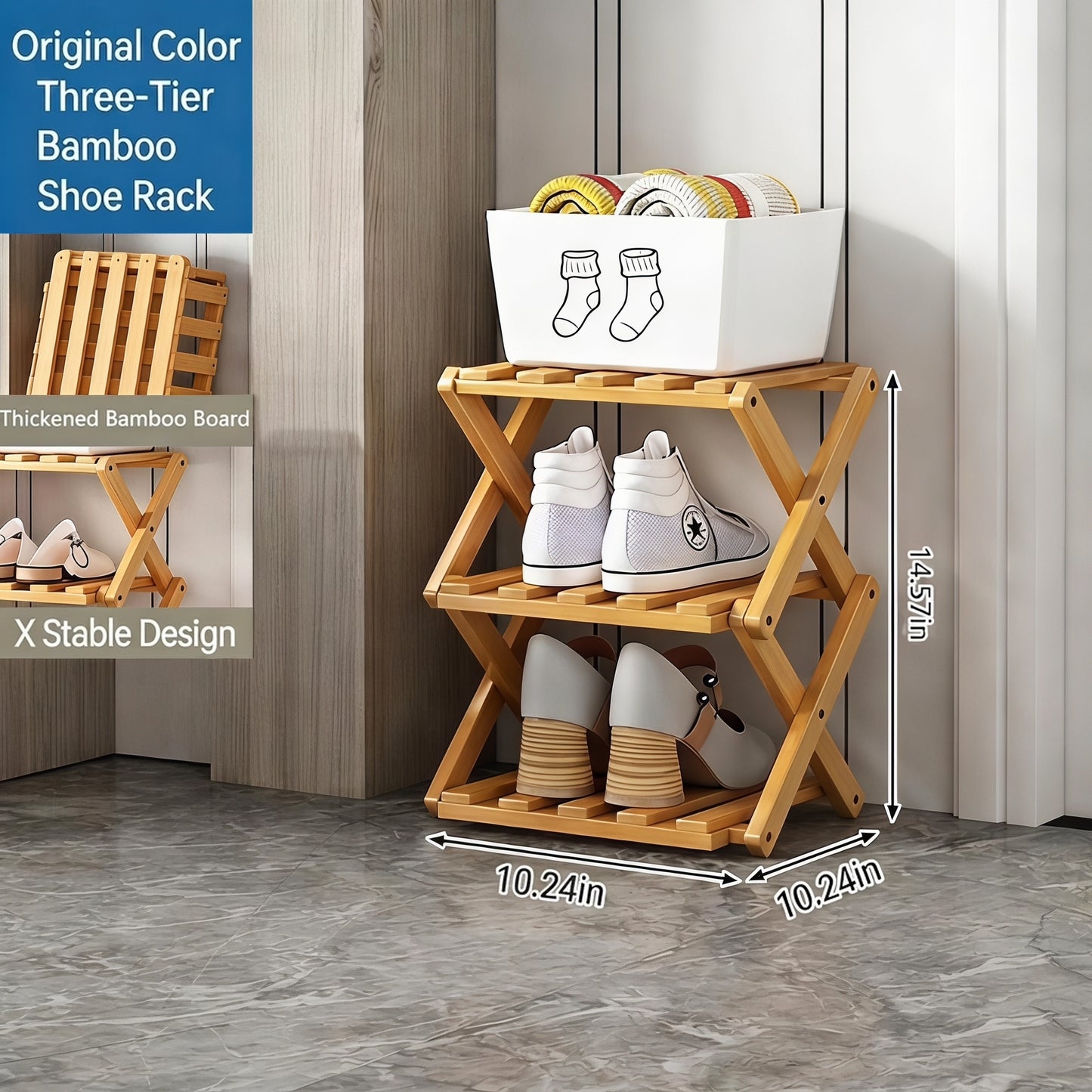The 9-Tier No-Assembly Bamboo Rack ! ✨👟