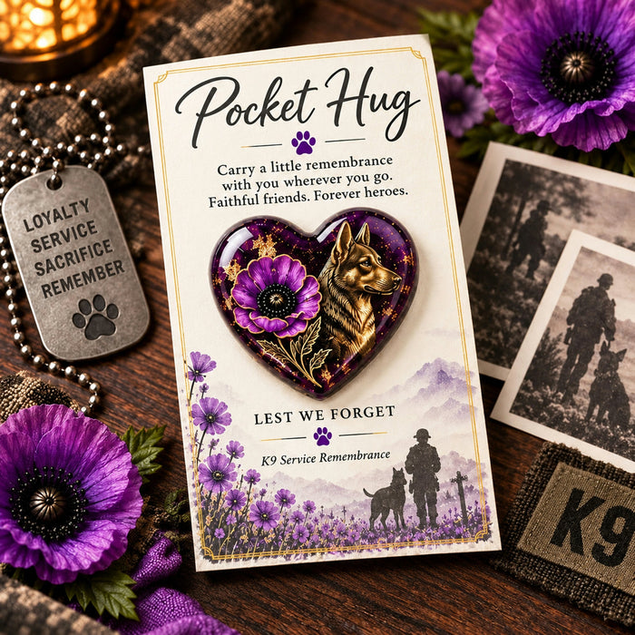 Purple K9 Service remembrance Pocket Hug design