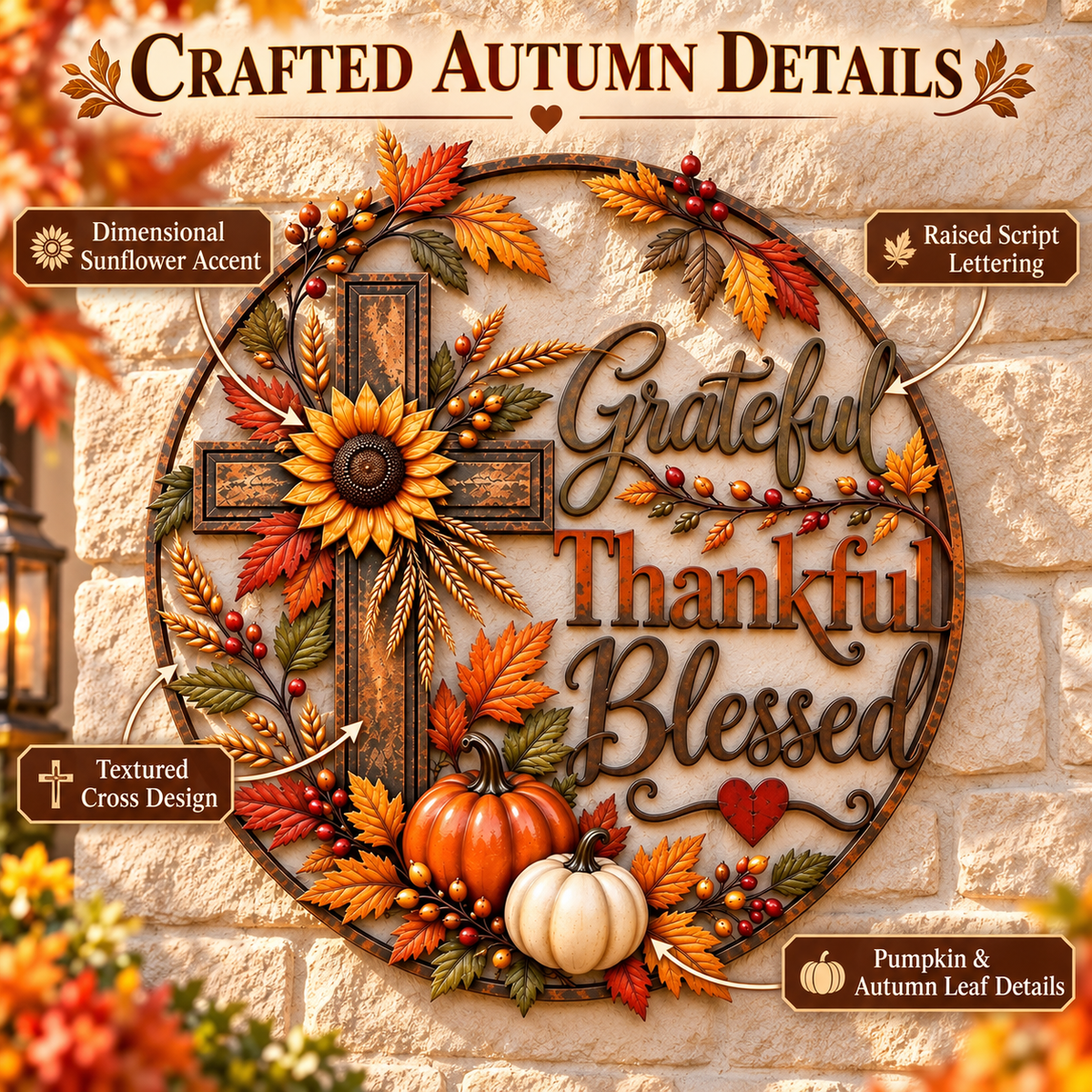 🍂 Grateful • Thankful • Blessed™ Fall Faith Wall Decor ✝️🌻