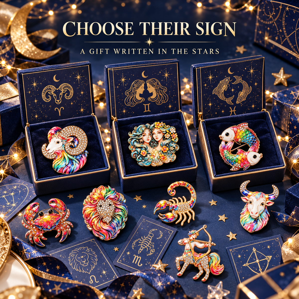 Luxury Zodiac Enamel Brooch – Choose Your Sign