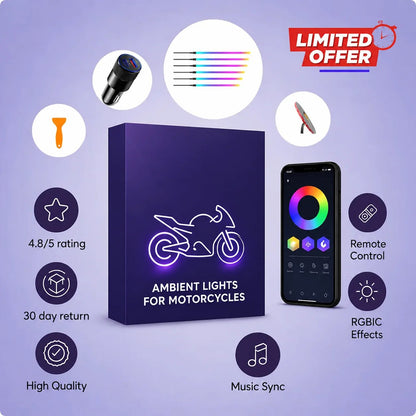 🏍️ Motorcycle RGBIC Glow Kit – 5000+ Colors, Music Sync & App Control