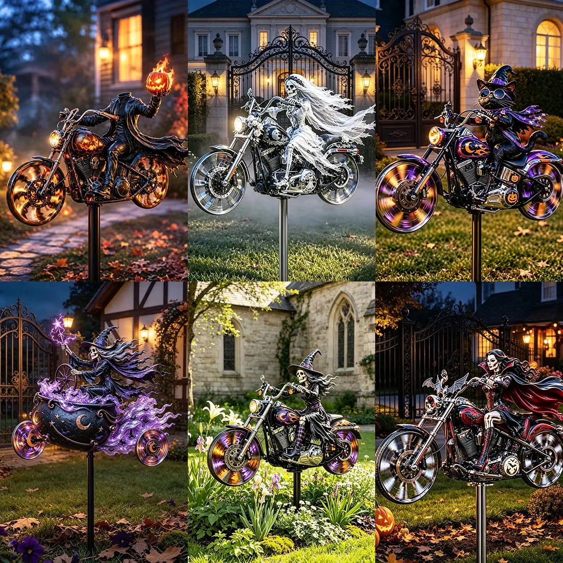 🎃 Halloween Motorcycle Garden Windmill 🏍️