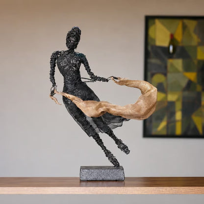💃Wire Female Ballet Sculpture | Unique Handcrafted Art Ornament, Elegant Decor for Living Room & Art Lovers🎁