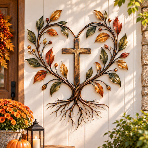 ✝️🍂Cross Tree of Life Fall Metal Wall Decor❤️