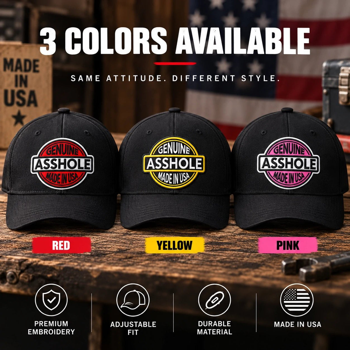 Genuine Asshole Hat | Funny Embroidered Attitude Cap-Made by Jim