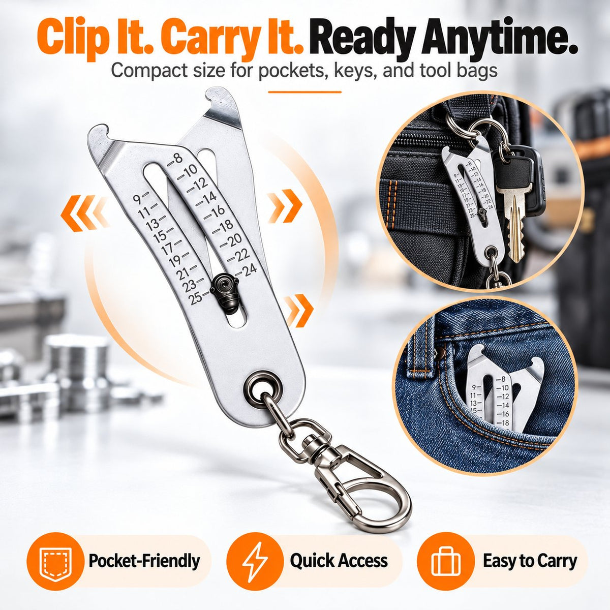 💯🔧 Portable Nut & Bolt Size Gauge