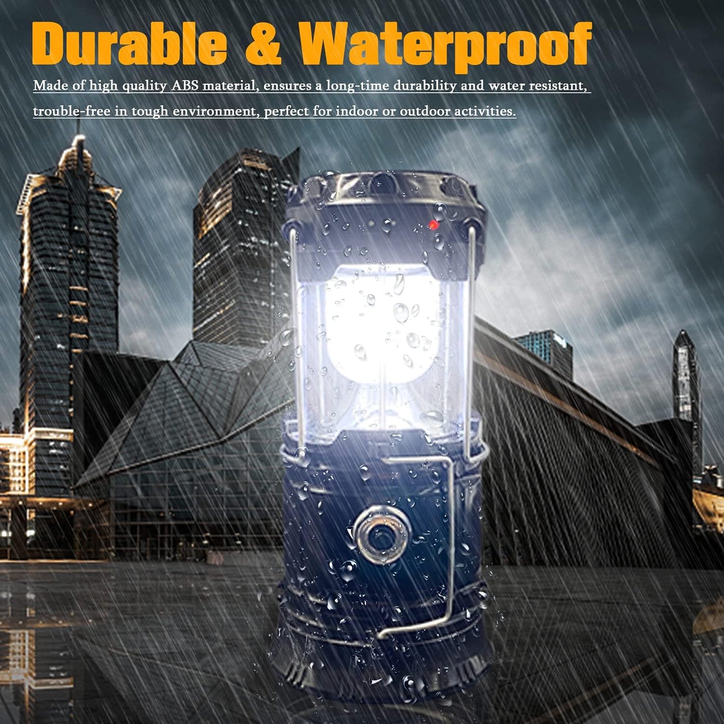 💡 Collapsible Portable LED Camping Lantern Lightweight Waterproof Solar USB Rechargeable LED Flashlight