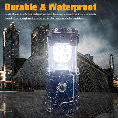💡 Collapsible Portable LED Camping Lantern Lightweight Waterproof Solar USB Rechargeable LED Flashlight