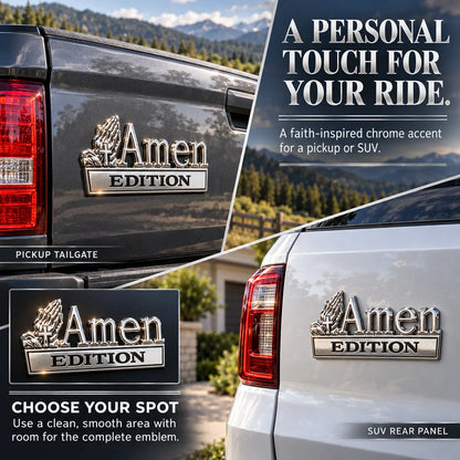 ⏳ Last Day 49% OFF – ✝️ Amen Edition Metal Emblem | 3D Chrome Cross & Wings Badge with 3M VHB Adhesive for Pickups, SUVs & Tailgates 🚘
